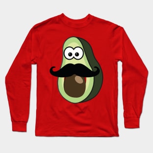 Fruit genius avacado with mustach Long Sleeve T-Shirt